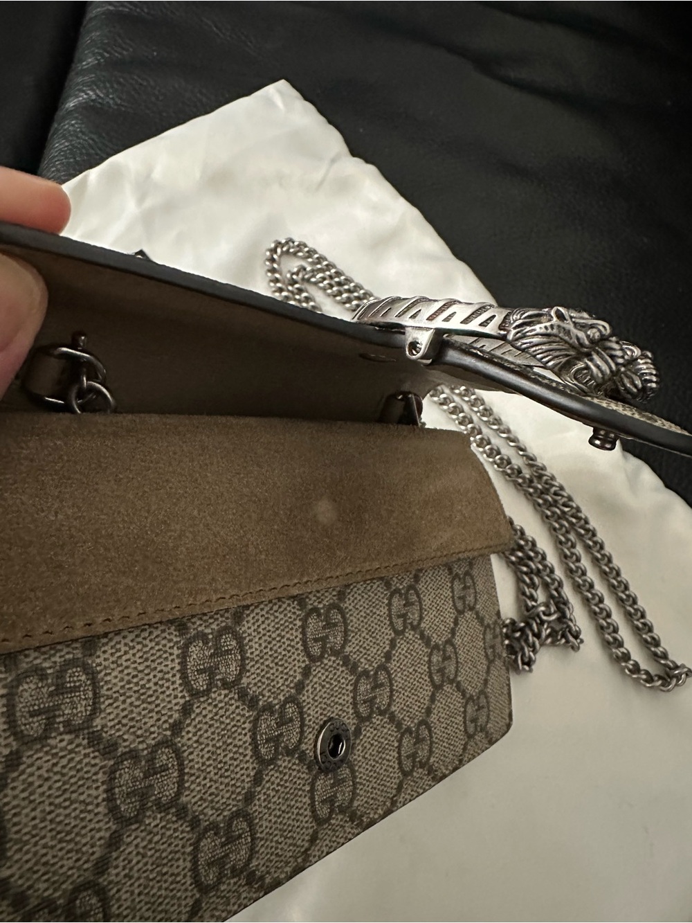 Gucci Beige GG Supreme Dionysus Wallet Mini with Antique Silver Hardware - Picture 5 of 11